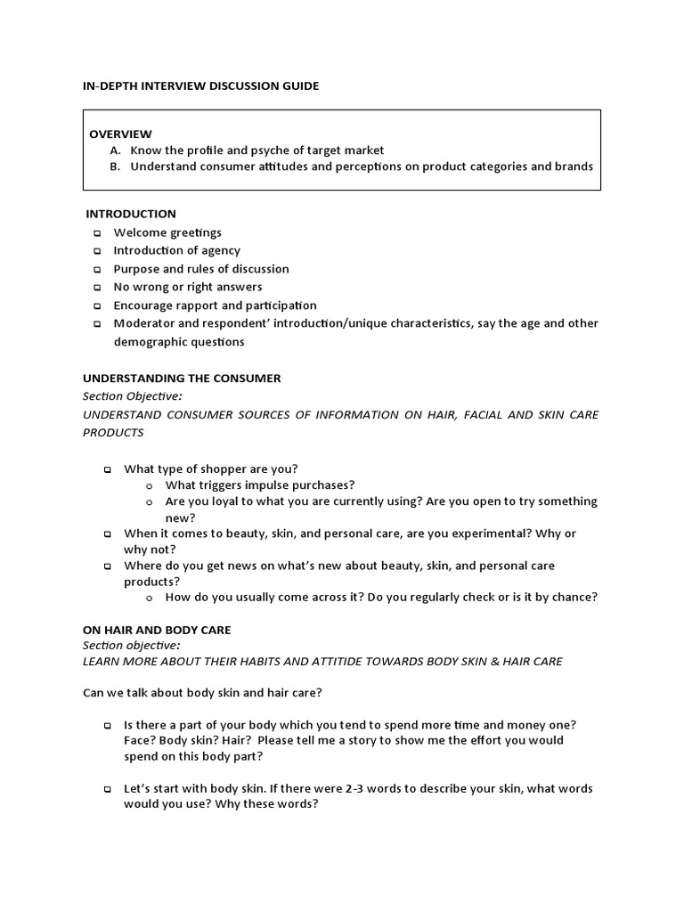 InDepth Interview Discussion Guide-1 | PDF