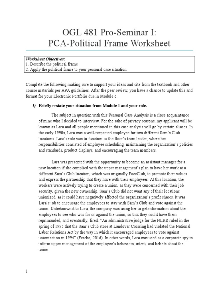 Module 4 Pca Political Frame Worksheet Aubrey Joyce 9 18 22 Download