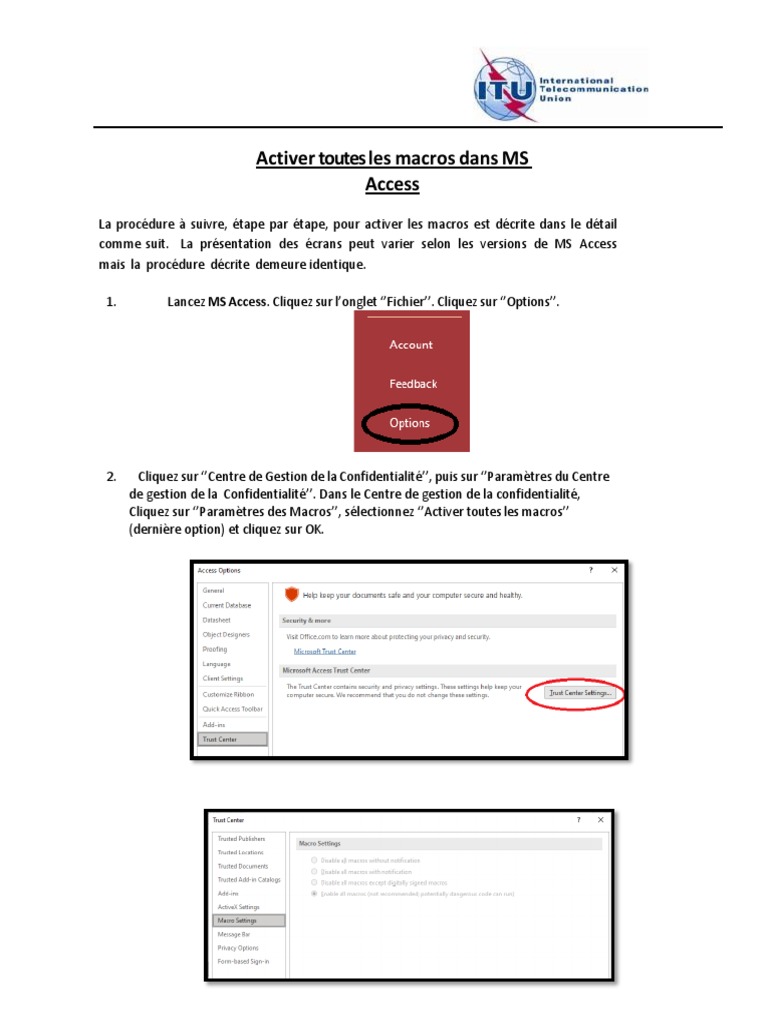 Activer les macros dans MS Access | PDF