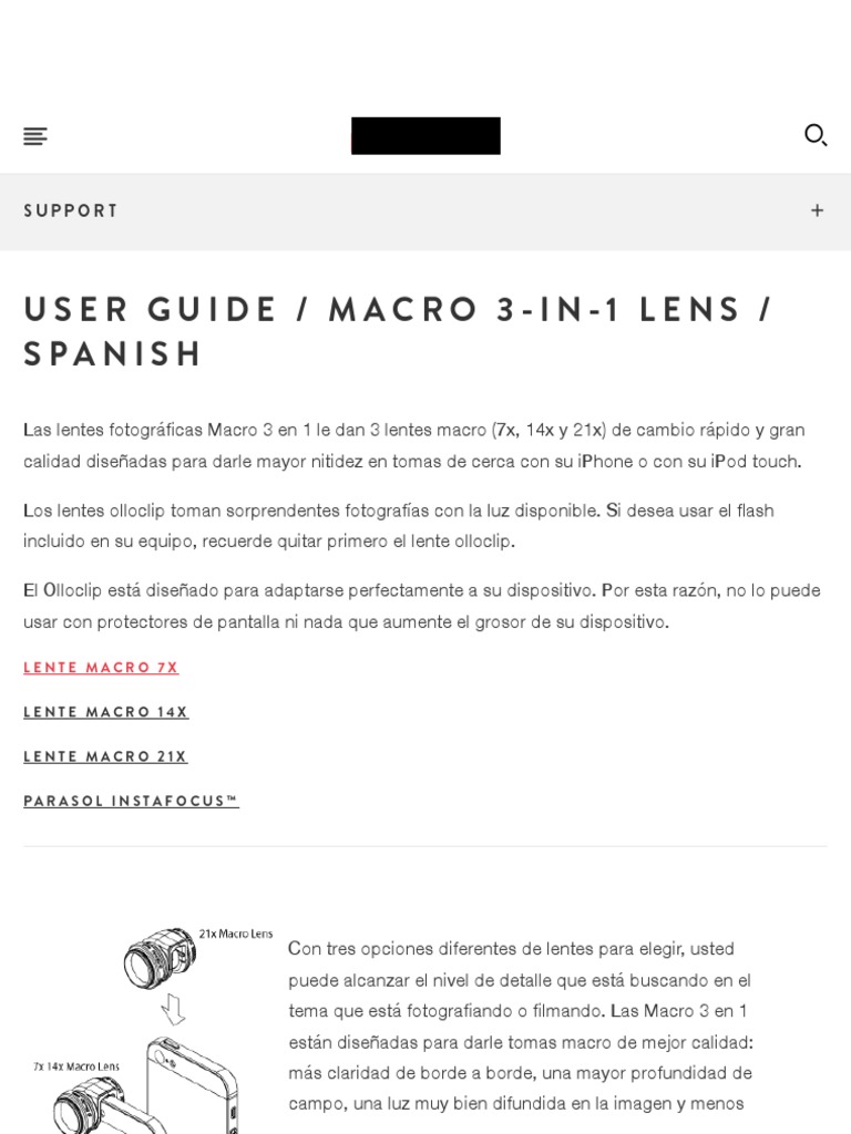 User Guide Macro 3In1 Lens Spanish Olloclip PDF Yo telefono