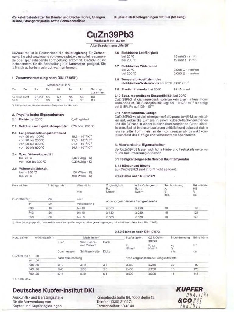 2.0401 - CuZn39Pb3 | PDF