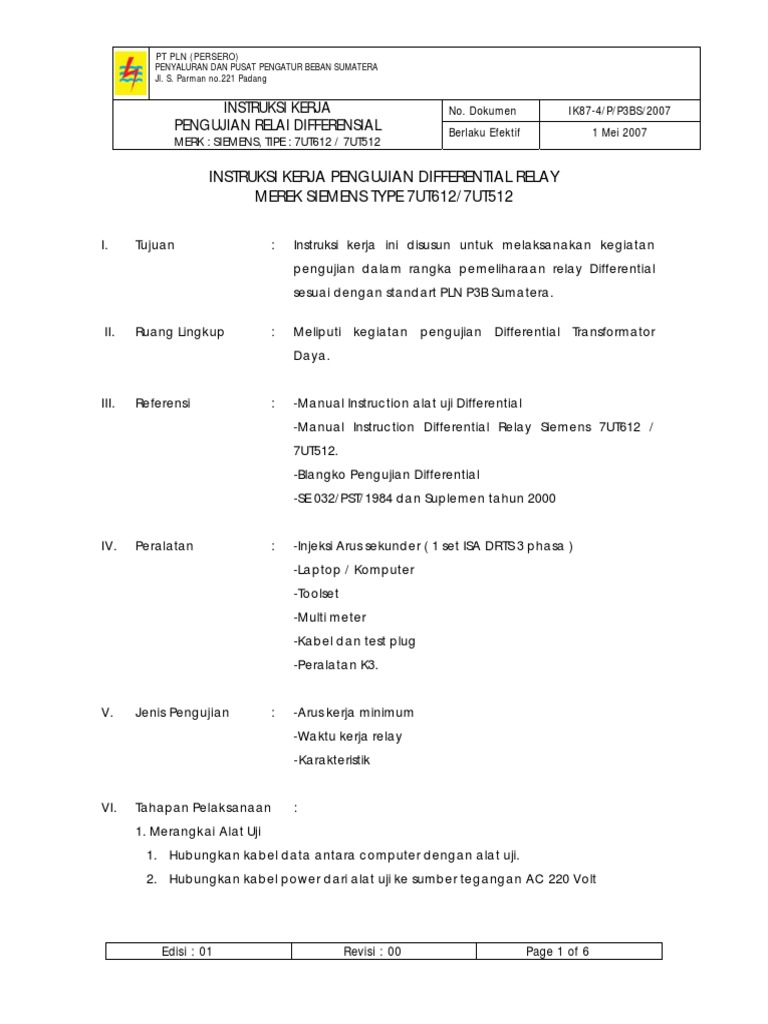 Pengujian Relay Siemens 7UT612/7UT512 | PDF | Komputer | Teknologi ...