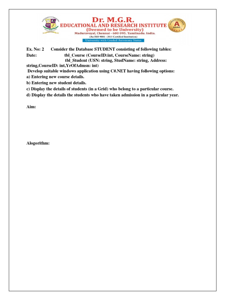 Developing a C# Windows Application to Manage Student and Course Data ...