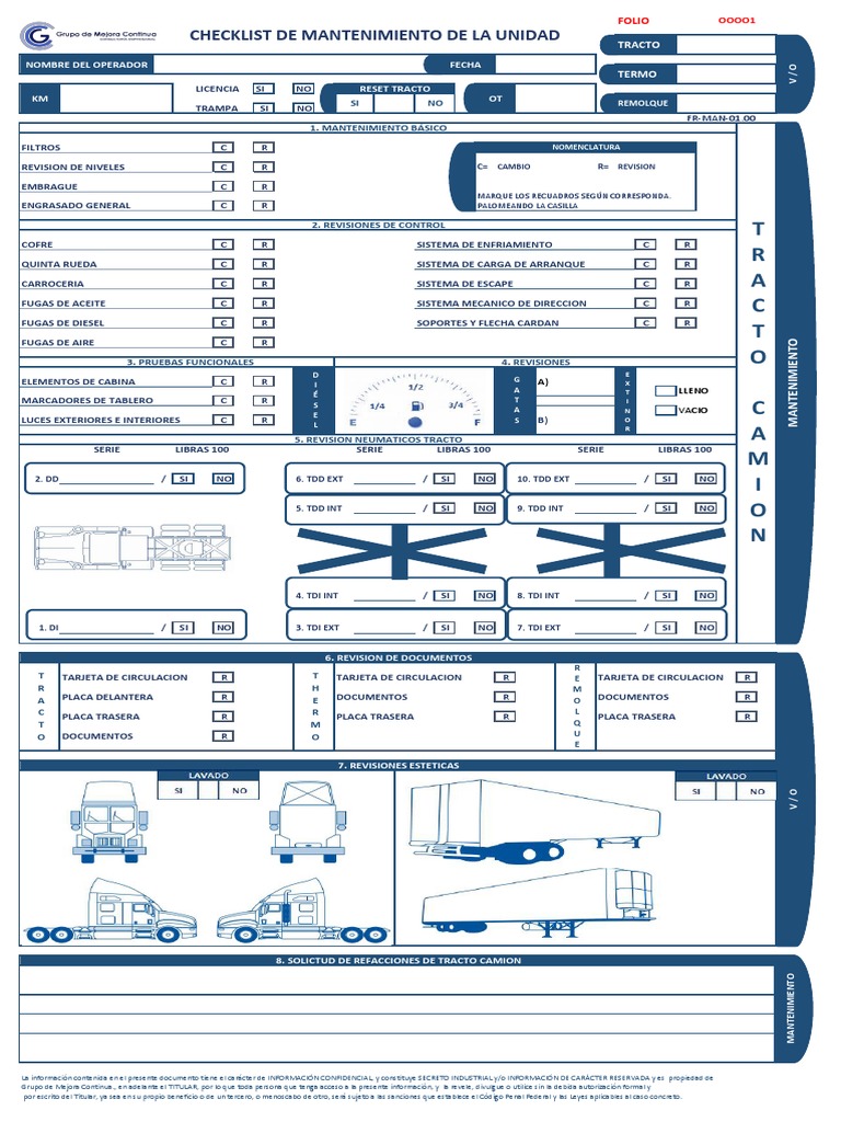 Mantenimiento de tracto: checklist de revisiones y cambios para ...
