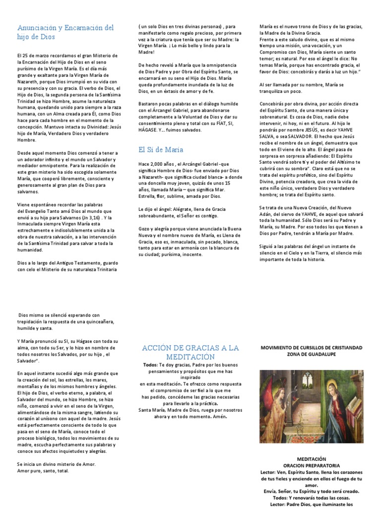 Triptico Anunciacion | PDF | María, madre de Jesús | Dios