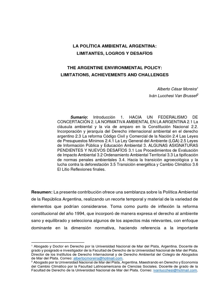 Logros y Desafíos de la Política Ambiental Argentina | PDF | Ciencia y ...