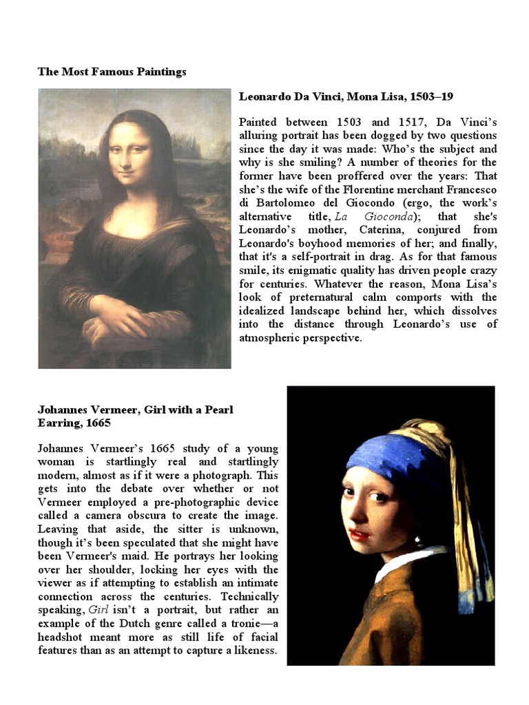 The Most Famous Paintings PDF Paintings Plastic Arts