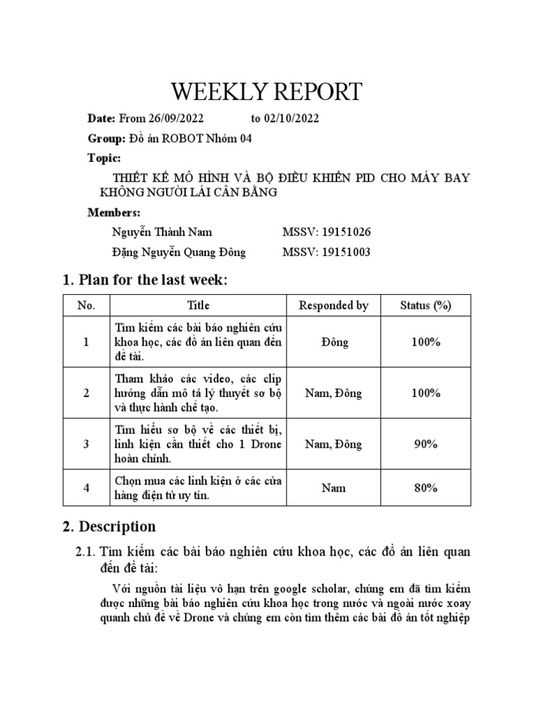 Weekly Report (Group 4) | PDF