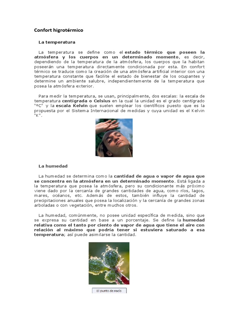 Confort Higrotérmico Descargar gratis PDF Temperatura Humedad