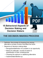 15.behavioral Aspects of Decision Making and Decision Makers