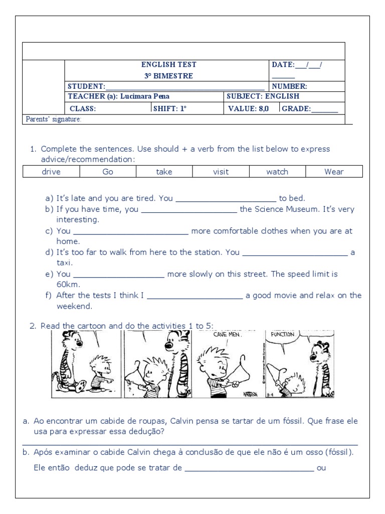 Prova Modal Verbs | PDF