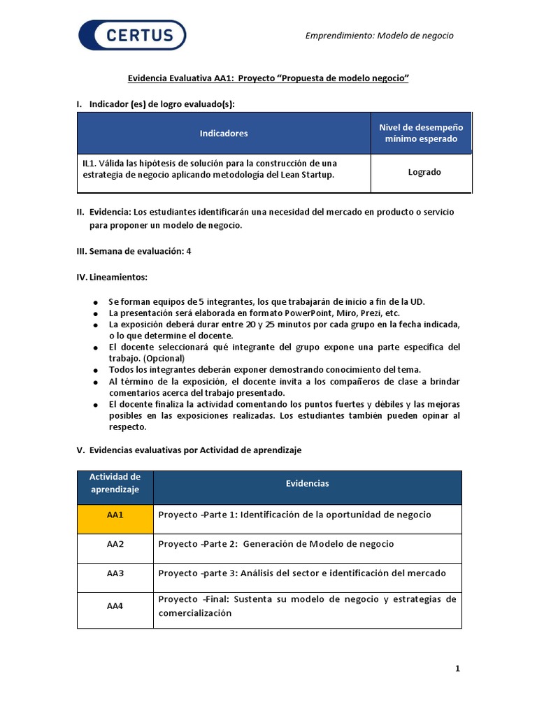 Lineamientos de Evaluacin AA1 - Proyecto | PDF | Evaluación | Modelo de ...