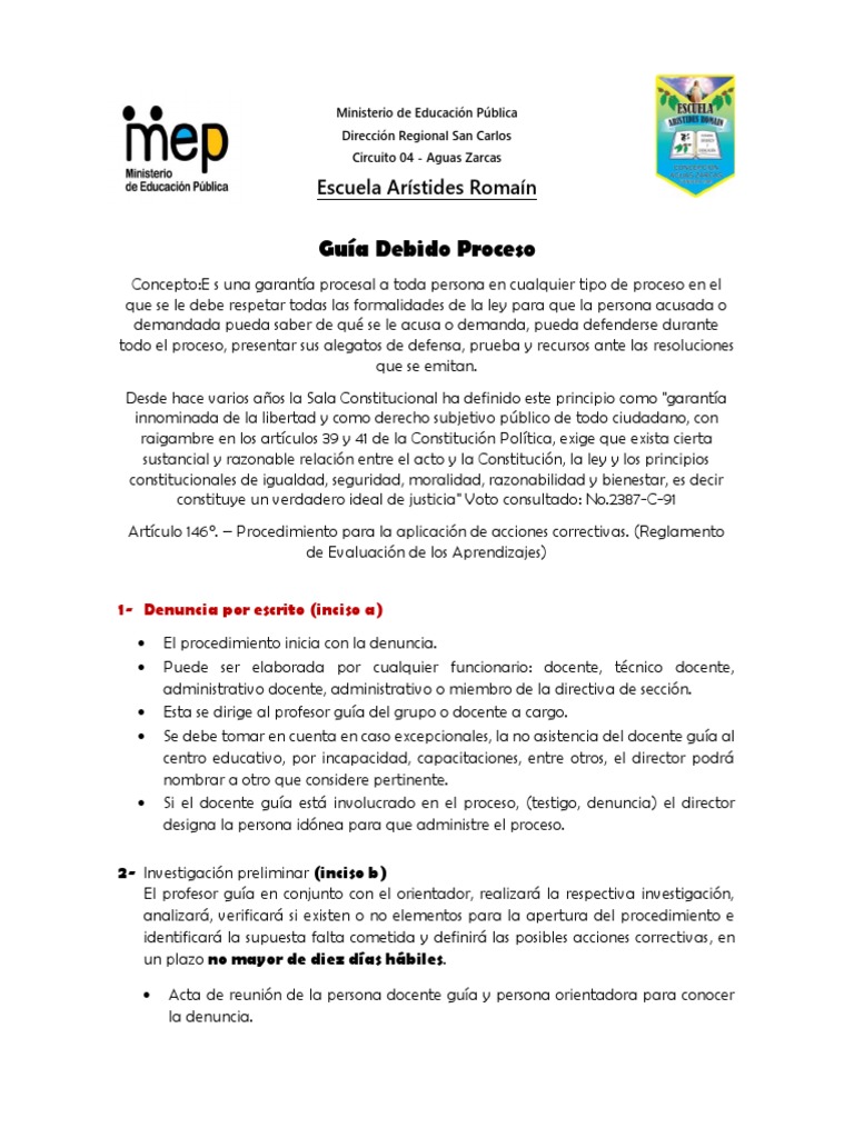 Guía del Debido Proceso Educativo | PDF | Debido al proceso | Justicia