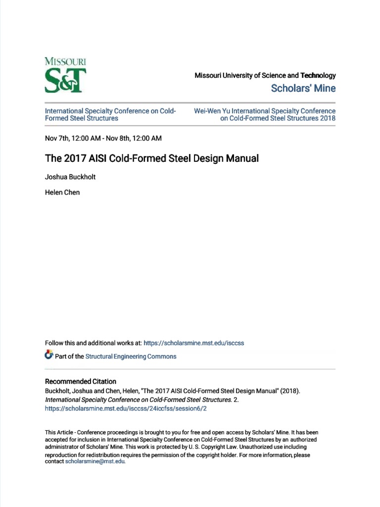 Pdf the 2017 aisi cold formed steel design manual compress pdf