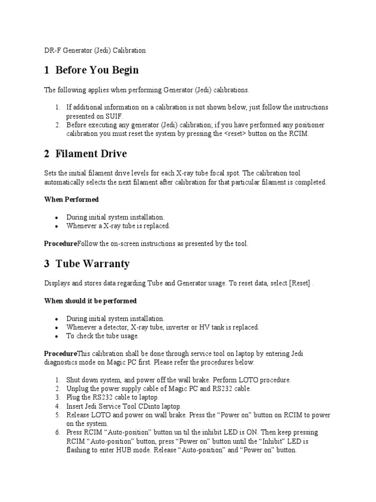DR Calibration PDF Vacuum Tube X Ray