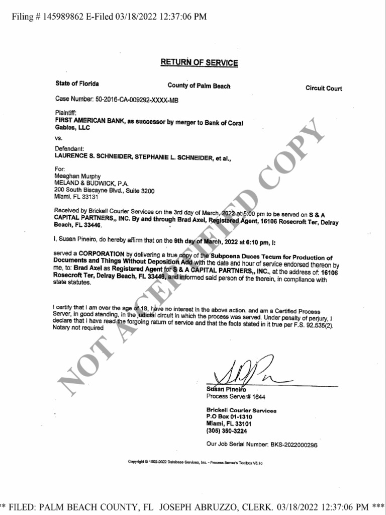 930 Return of Service 145989862 PDF Subpoena Discovery (Law)