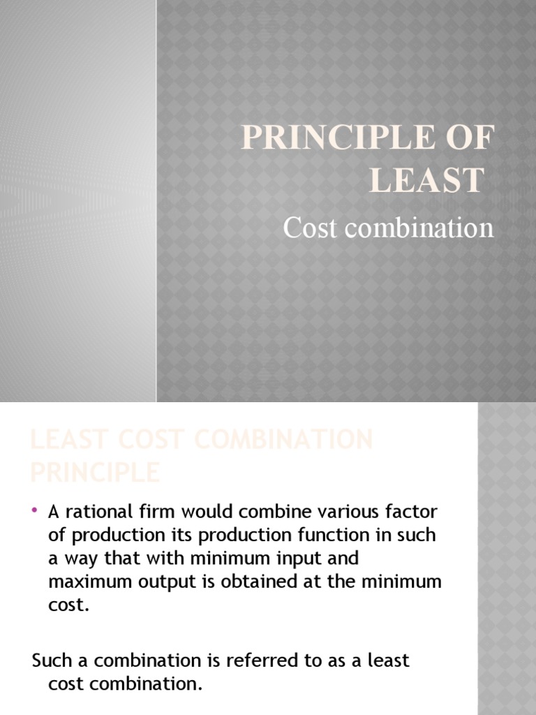 Principle of Least Cost Combination PDF