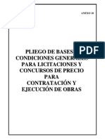 Pliego de bases y condiciones para licitaciones y concursos de precio para contratación y ejecución de obras