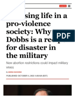 Choosing Life in A Pro-Violence Society - Why Dobbs Is A Recipe For Disaster in The Military