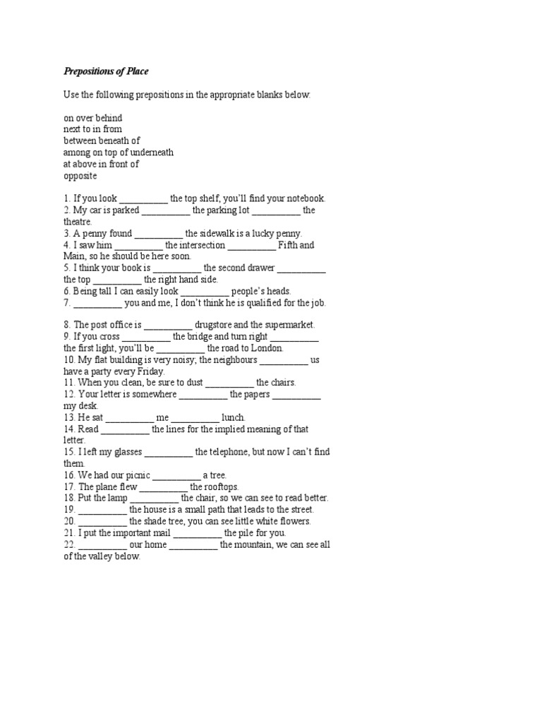 PREPOSITIONS OF PLACE IN FRENCH EXERCISES visual data 8