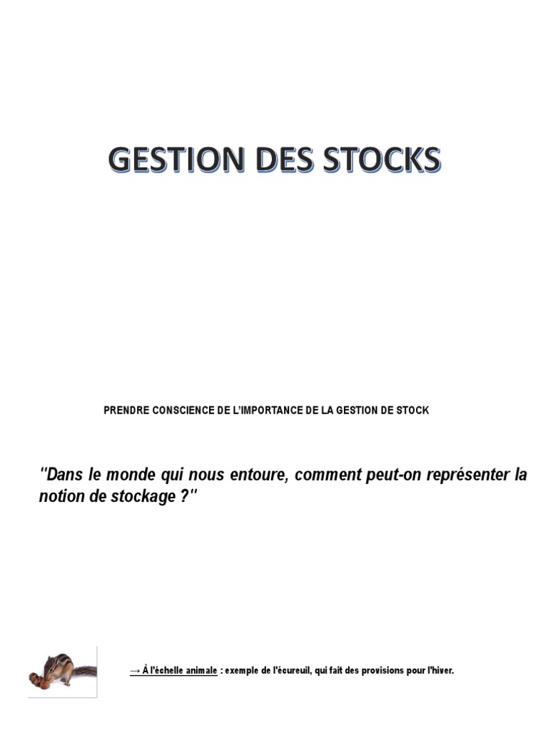 Importance de la Gestion des Stocks | PDF | Inventaire | Moyenne mobile