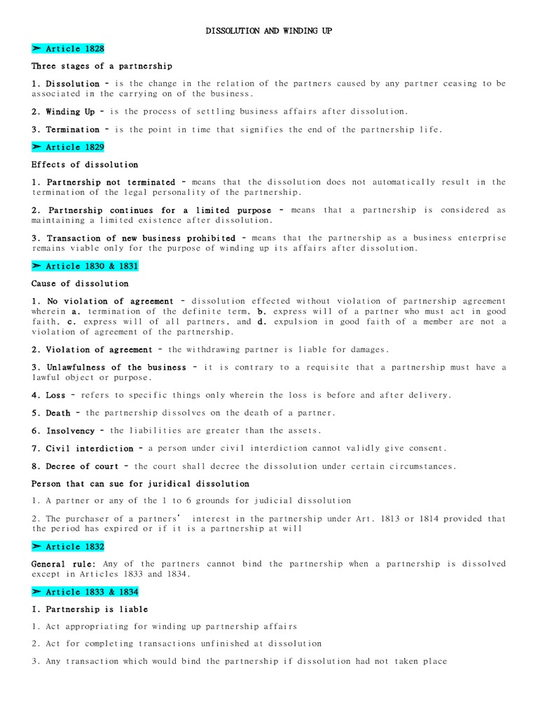 Dissolution And Winding Up Pdf