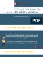 Consideraciones Del Proceso y Etapa de Cierre de Obra