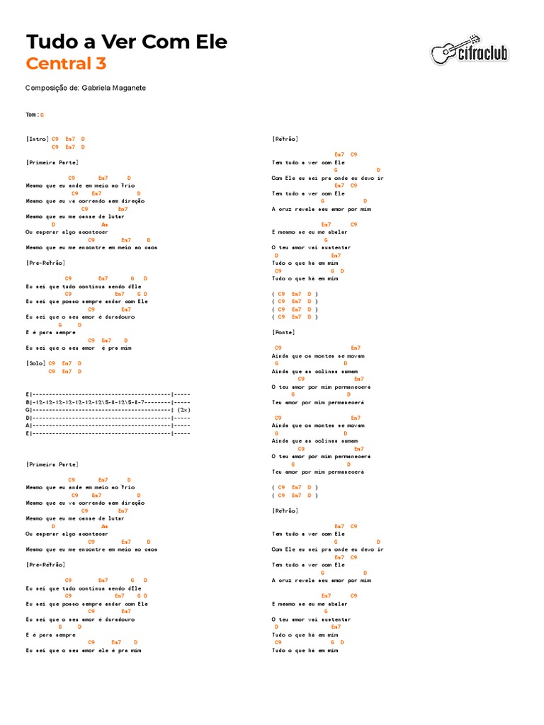Tudo a Ver Com Ele - Cifras e Letra | PDF | Amor