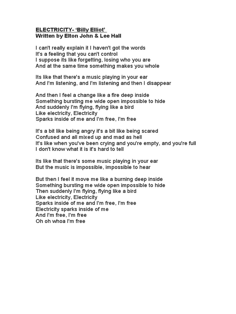 ELECTRICITY LYRICS PDF