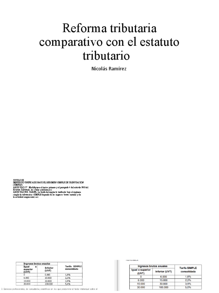Reforma Tributaria Comparativo Con El Estatuto Tributario PDF