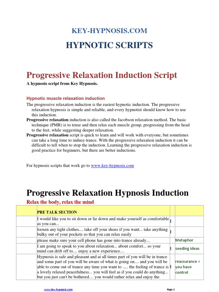 Progressive Muscle Relaxation Script | PDF | Relaxation (Psychology ...