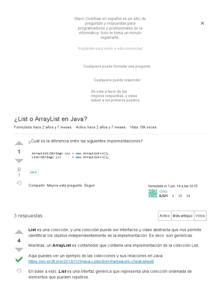 ¿List o ArrayList en Java - Stack Overflow en Español | PDF ...