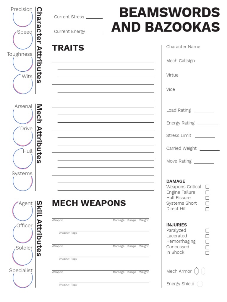 Character Sheet - Fillable Form | PDF