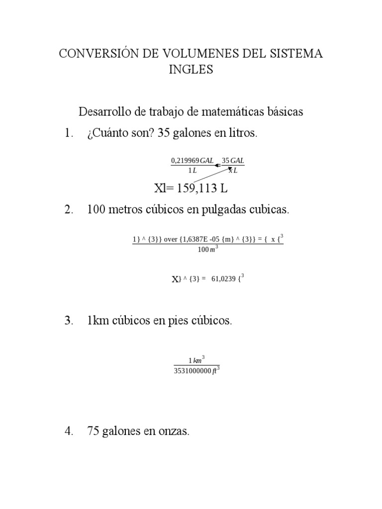 Conversión de Volumenes Del Sistema Ingles PDF Litro Galón