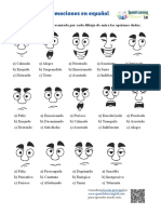 Emociones en Español Adjetivos Hoja de Trabajo Worksheet