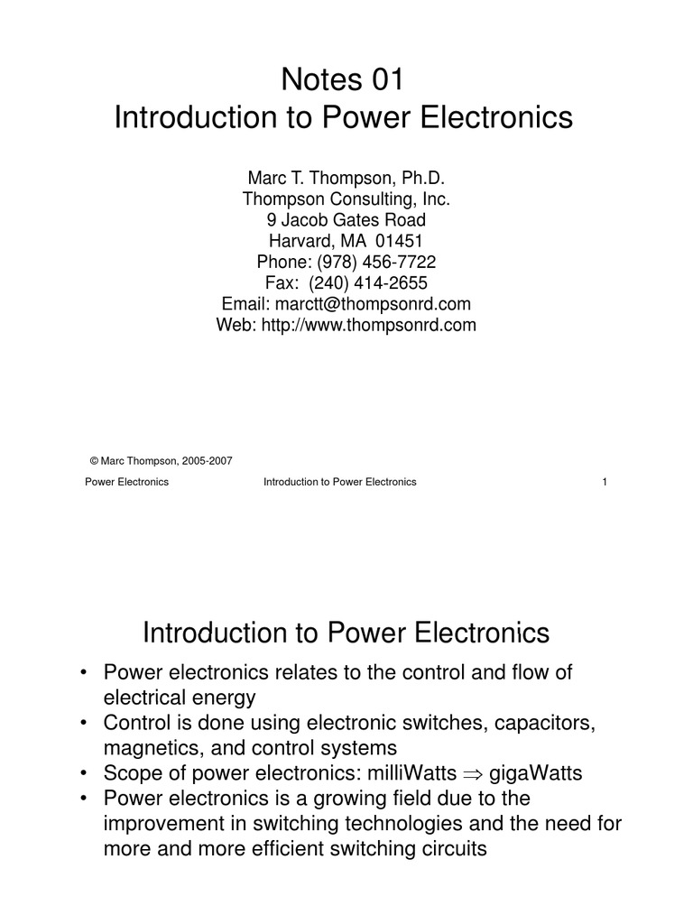 Notes 01 Introduction To Power Electronics PDF Power Electronics Rectifier