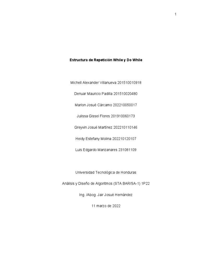 Estructuras Repetitivas: While y Do While | PDF | Programación de ...