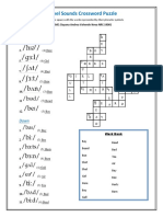 Vowel Sounds Crossword Puzzle DV