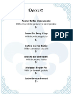 Catahoula - Dessert Menu (Summer 2011)