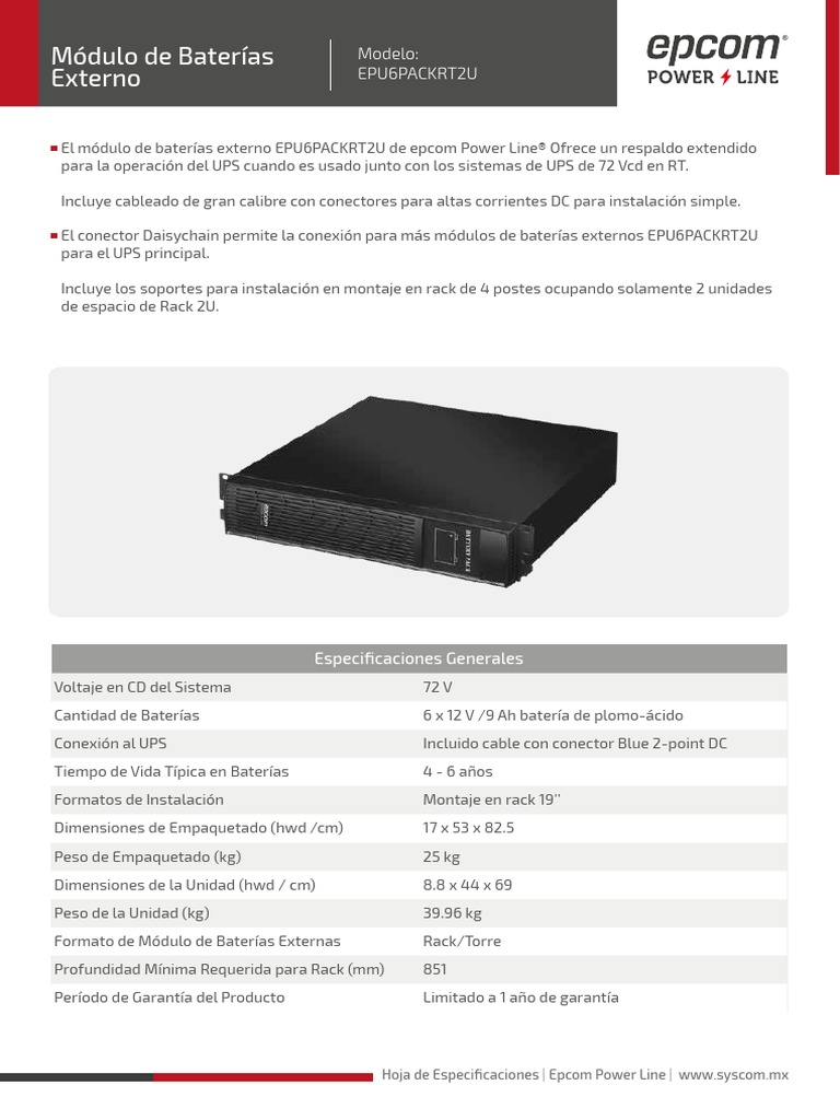 Epu6packrt2u Epcom Powerline Specsheets | PDF | Hogar, jardinería y ...