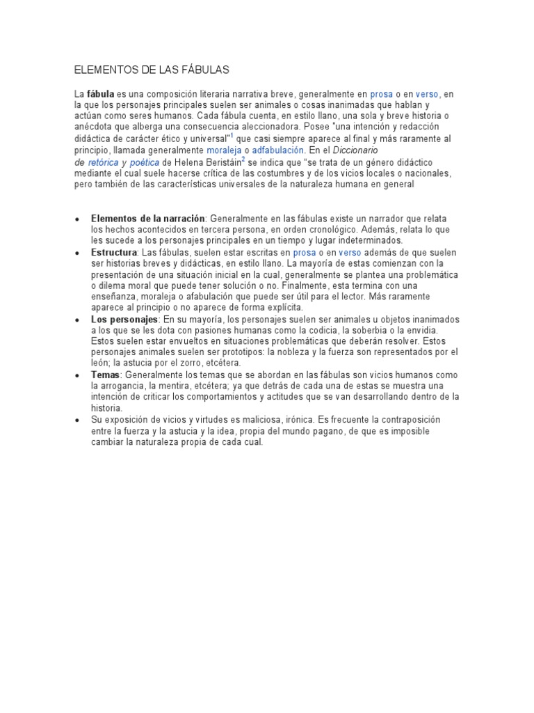 Elementos de Las Fabulas | PDF | Fábula