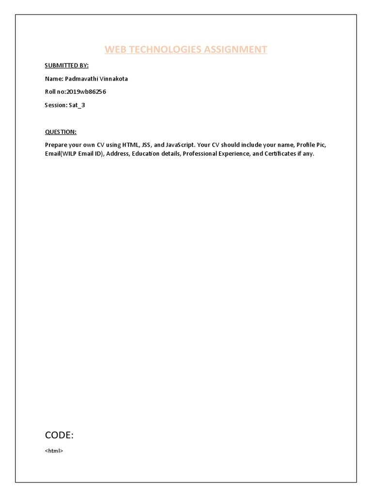 HTML CV Template for Web Technologies | PDF | Software Development ...
