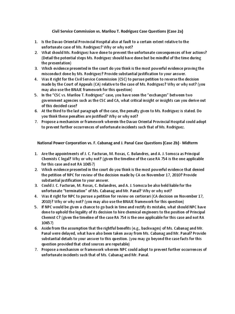 Case 2a and Case 2b Questions | PDF | Public Law | Government