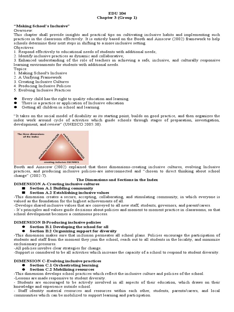 EDU 104 Chapter 3 Group 1 | PDF | Inclusion (Education ...