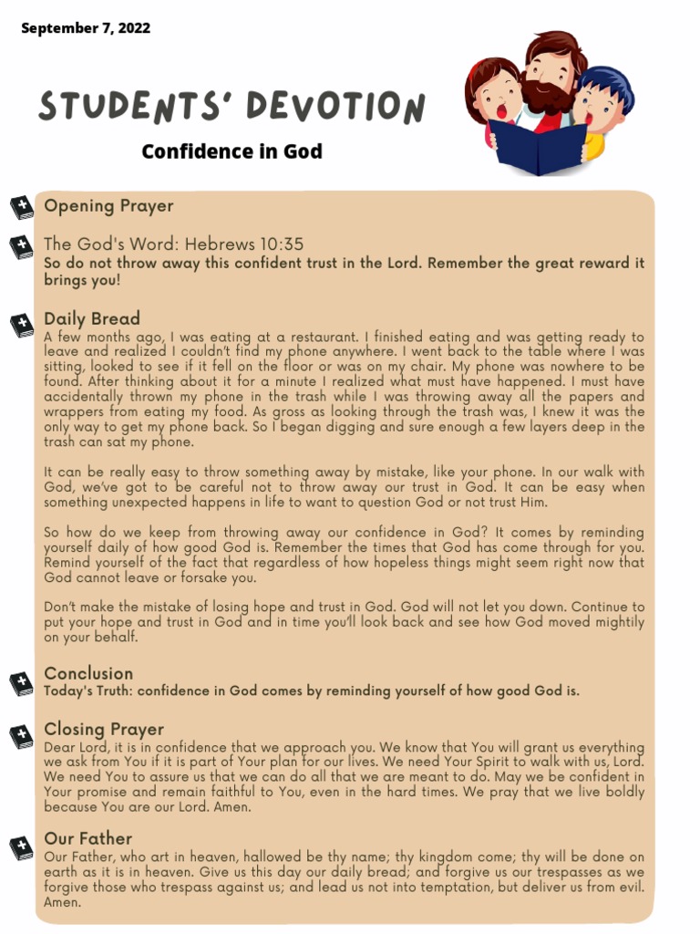Students' Devotion - 070922 | PDF | Lord's Prayer
