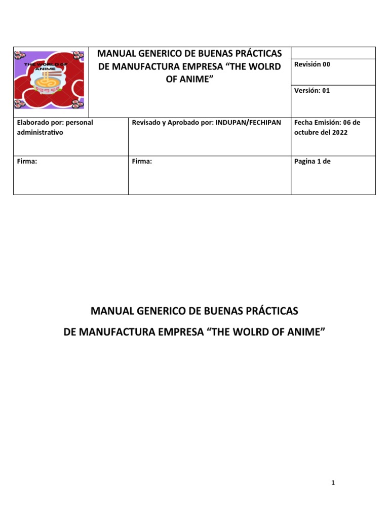 Manual de Buenas Prácticas de Manufactura | PDF | Análisis de Riesgo y ...