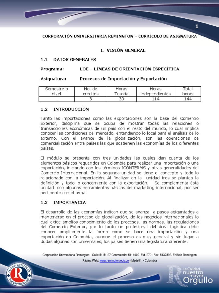 Comercio Exterior: Importación y Exportación | PDF | Plan de estudios ...