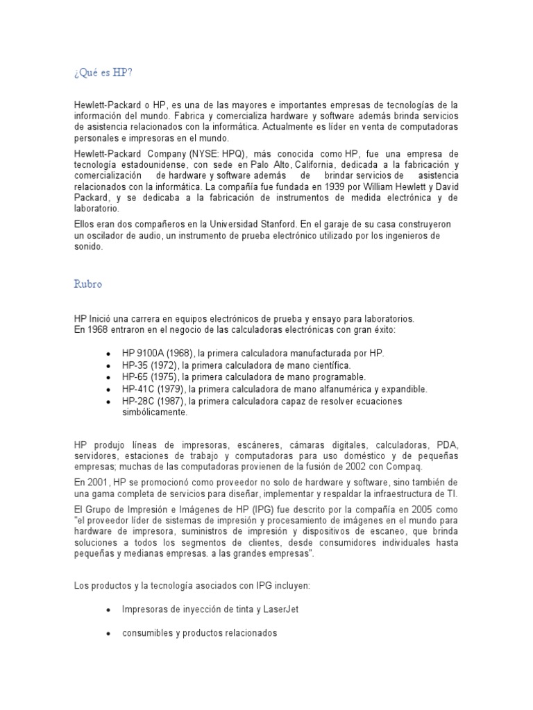 Qué Es HP PDF Hewlett Packard Edad de información