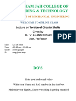 Online Lecture on Torsion of Circular Shafts