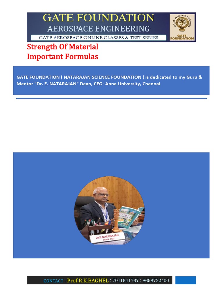 Strength of Material - Imp Formulas | PDF